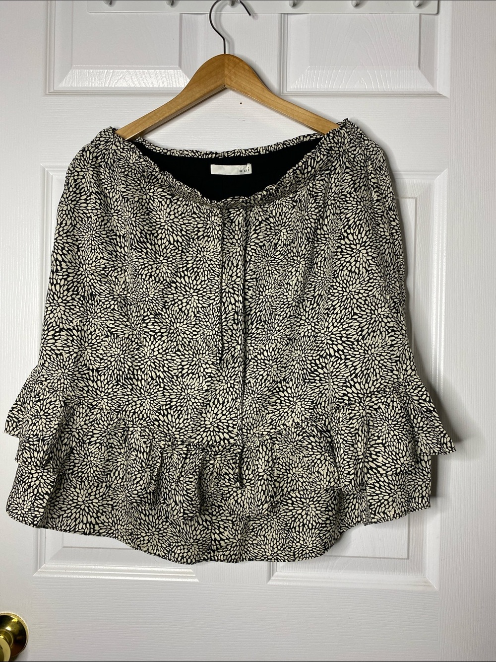 Women’s Black & White Printed Ruffle Midi Skirt #10